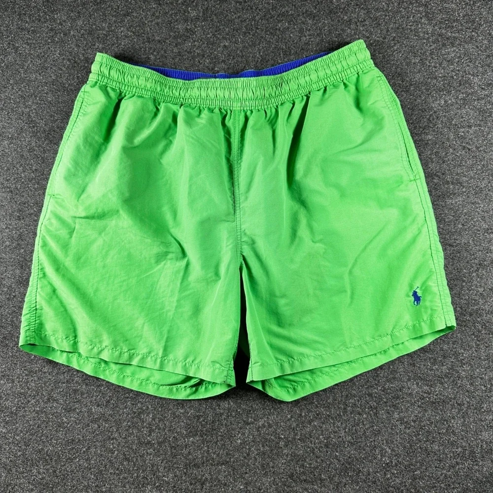 Polo Ralph Lauren Traveler Swim Trunks Green w/ Pony Lined Nylon Board Shorts XL